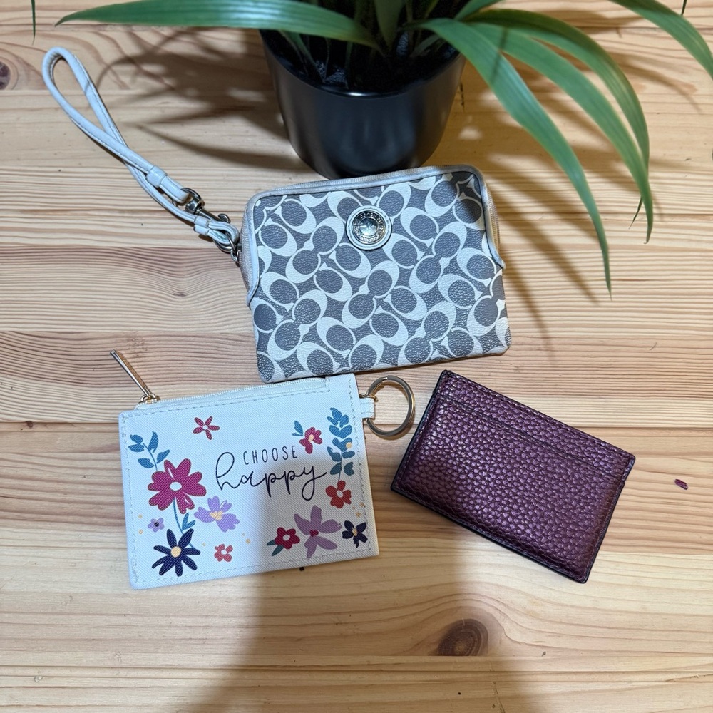 Bundle of 3 card holders: Coach, Karma Gifts and generic
